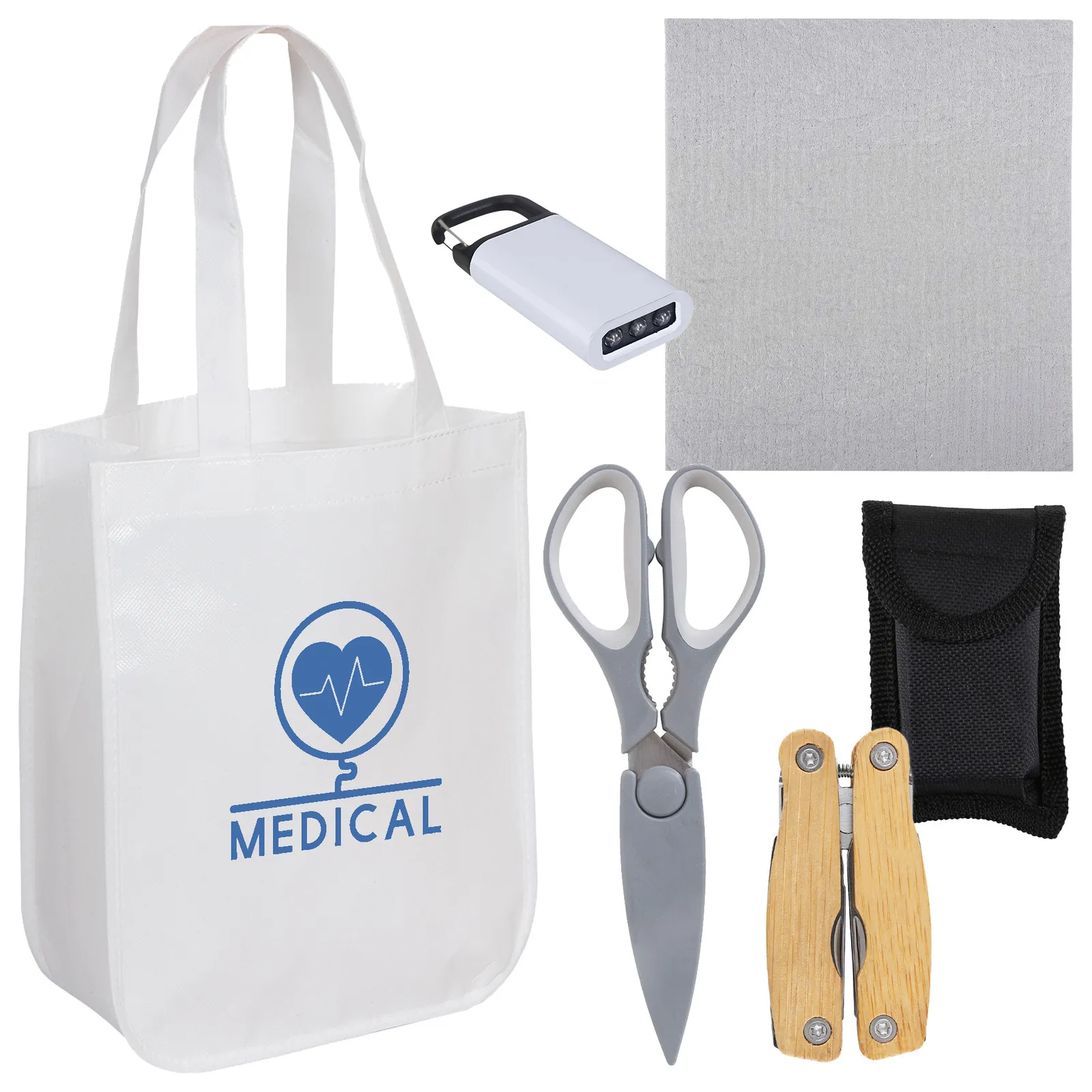 Emergency Kit with Flashlight and Multi Tool - 9 x 11 in