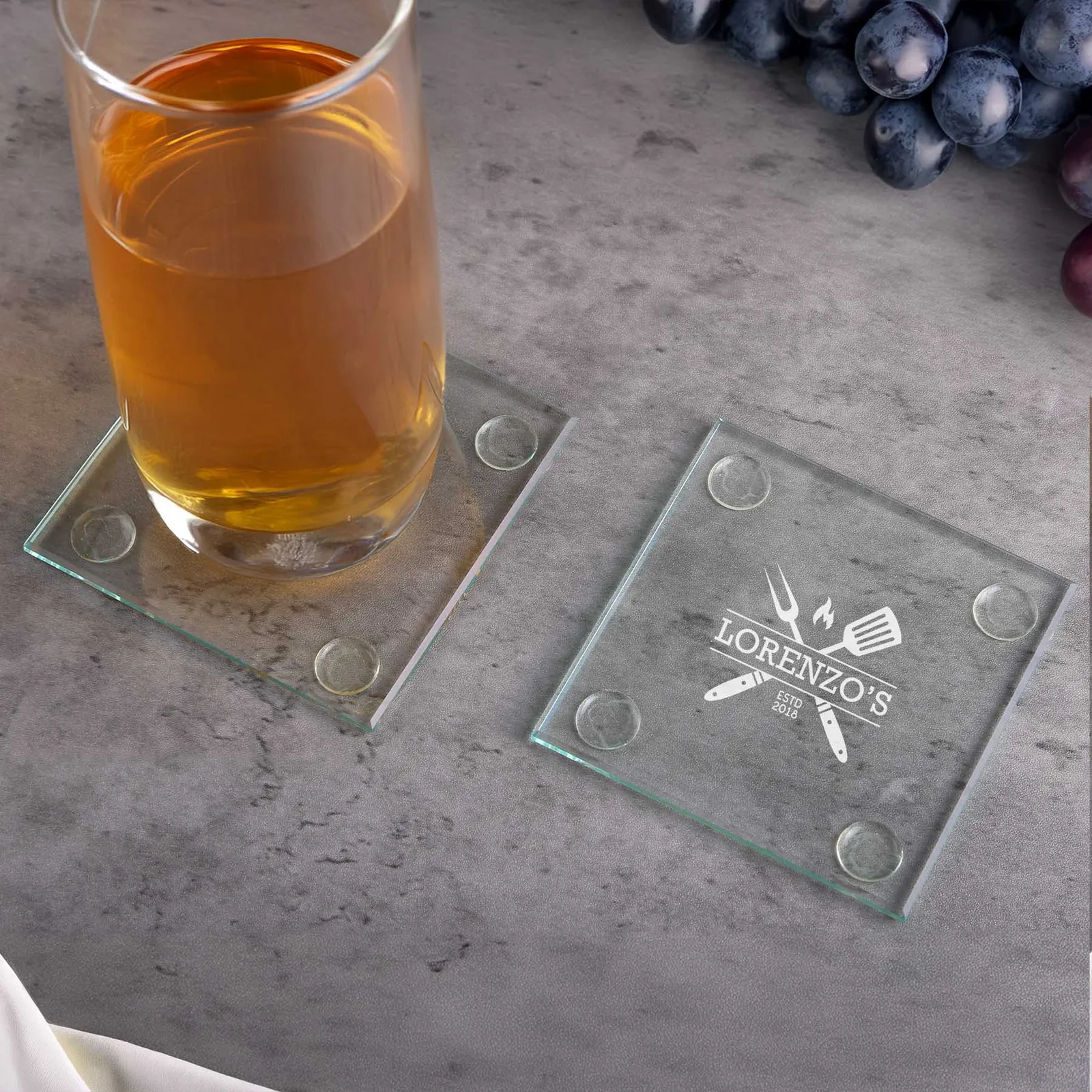 Square Glass Coaster Reverse Print - 3 3/4 in - product view 1