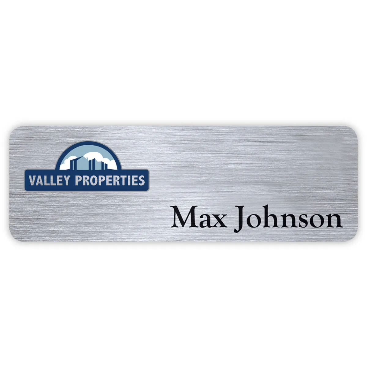Name Badge Metallic Plastic Standard Service - 1 x 3 in