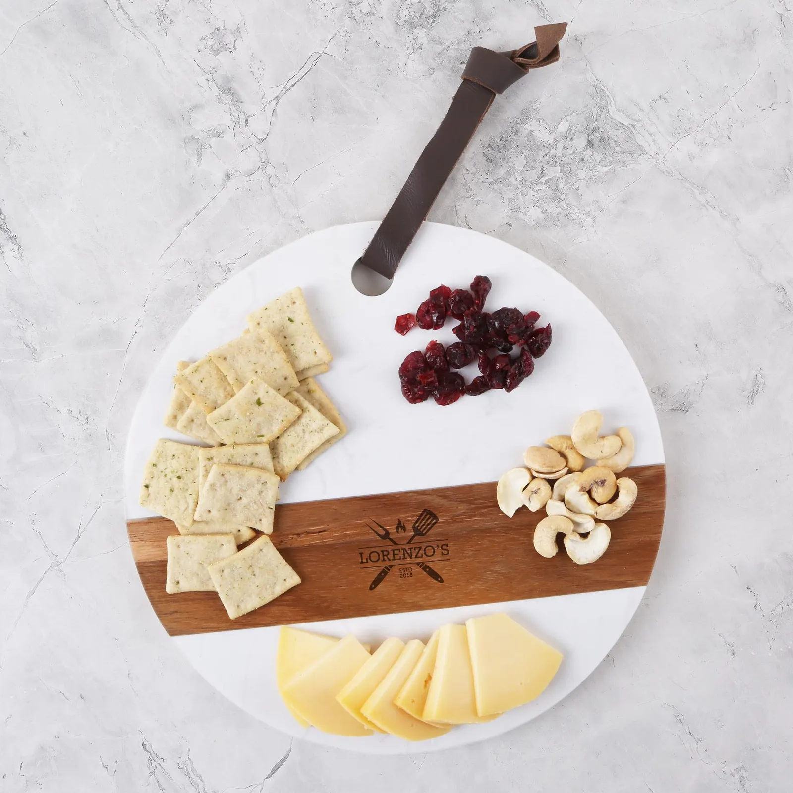 Charcuterie Board Marble and Acacia Wood - 9.75 in