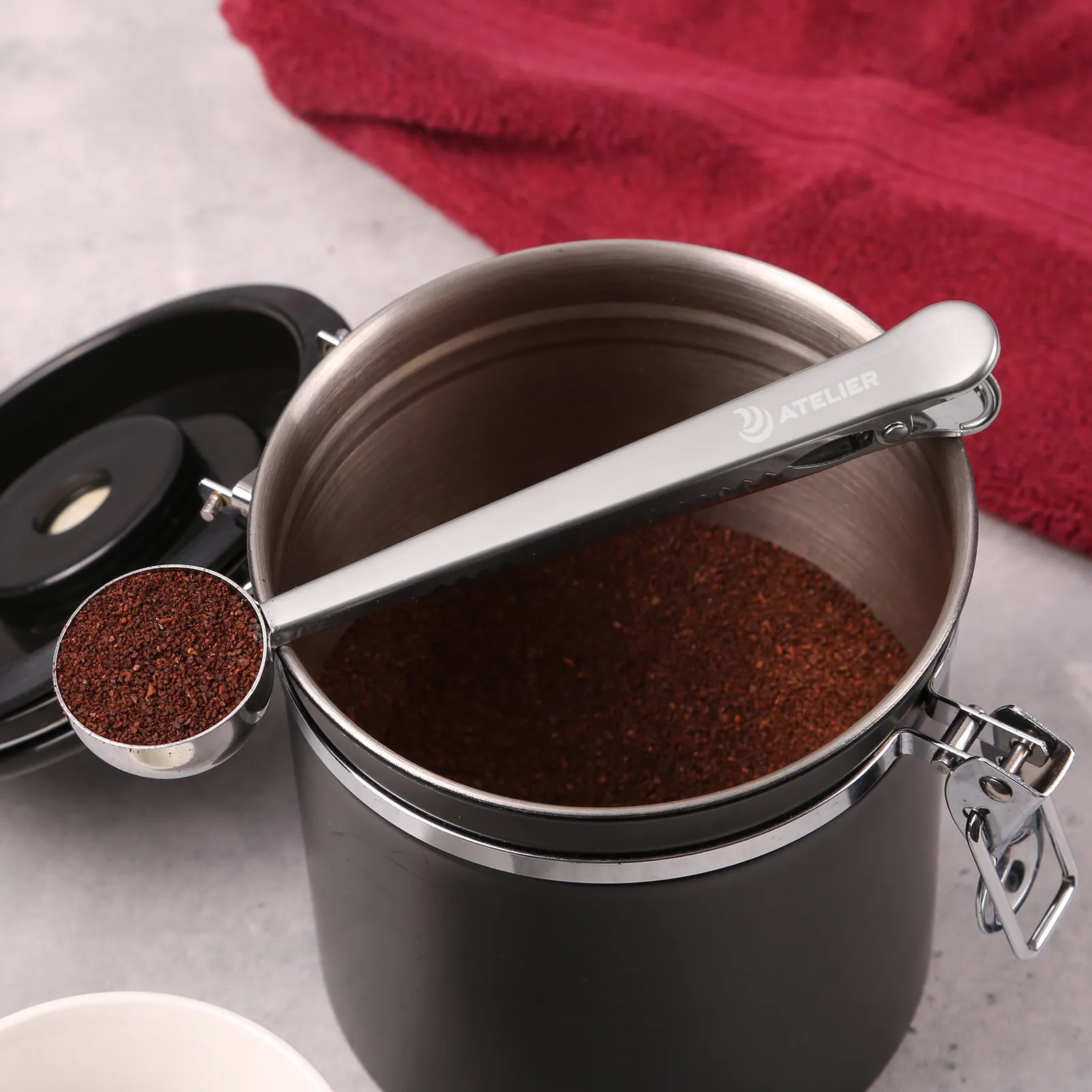 Stainless Steel Coffee Scoop and Clip - 6.75 in - product view 2