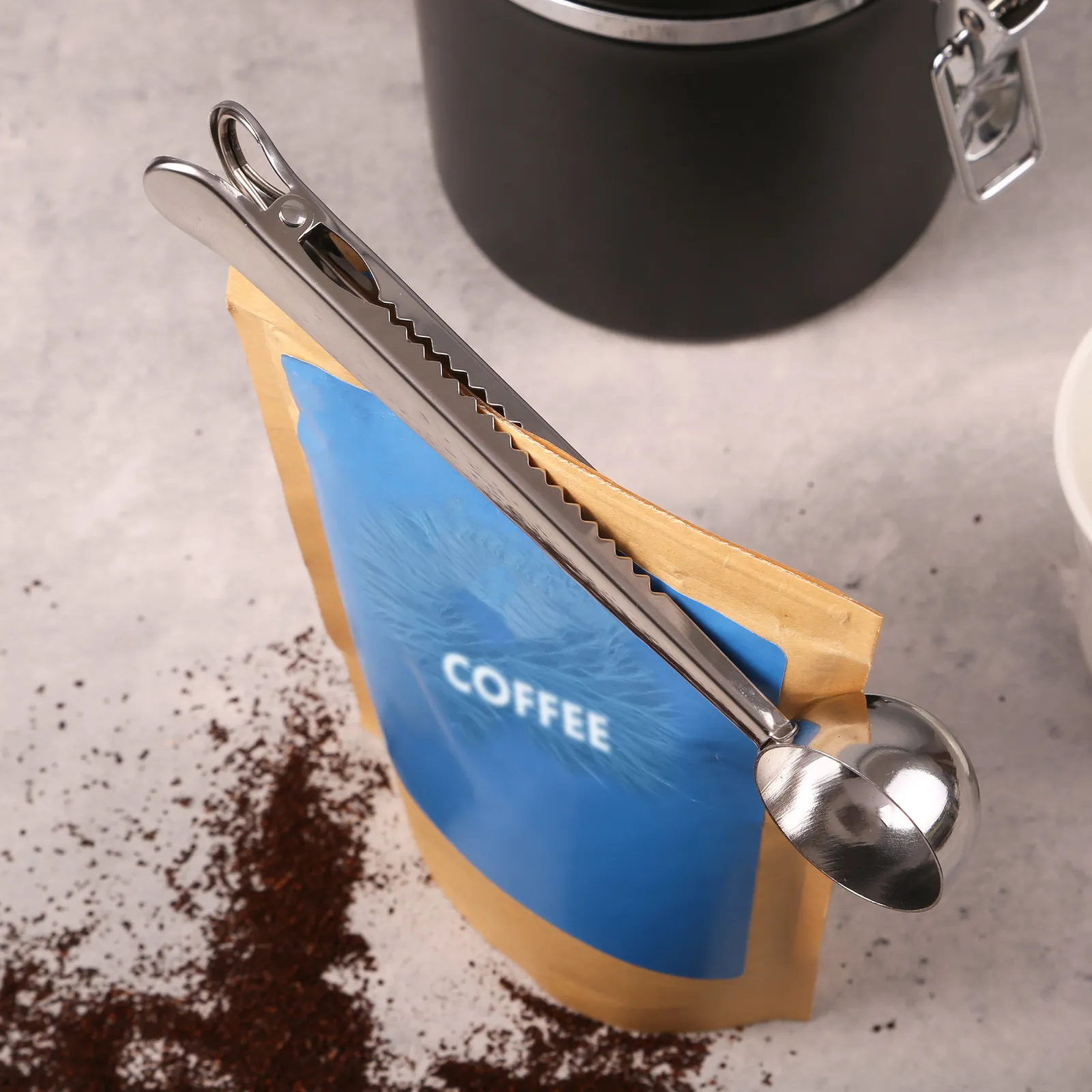 Stainless Steel Coffee Scoop and Clip - 6.75 in - product view 3