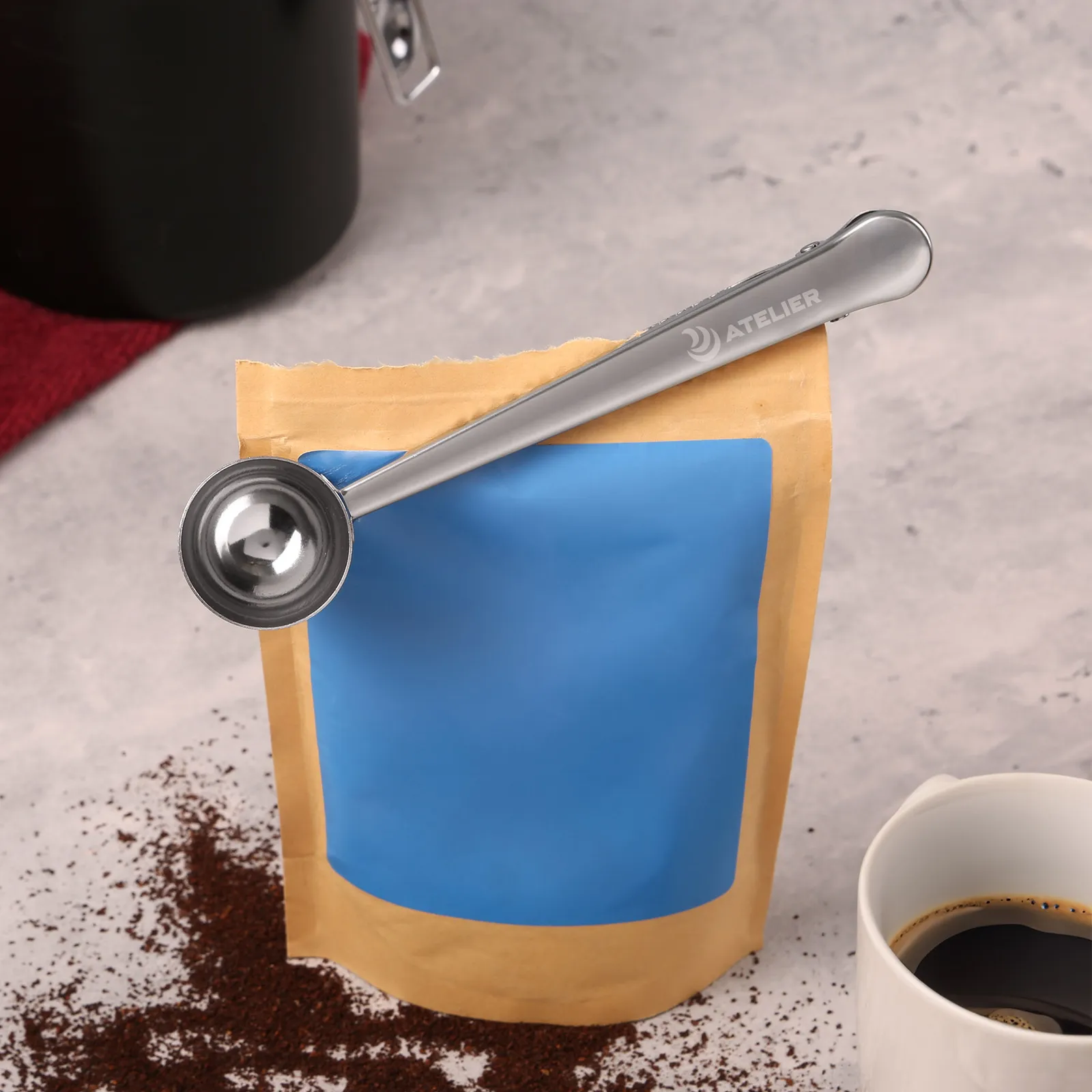 Stainless Steel Coffee Scoop and Clip - 6.75 in - product view 4