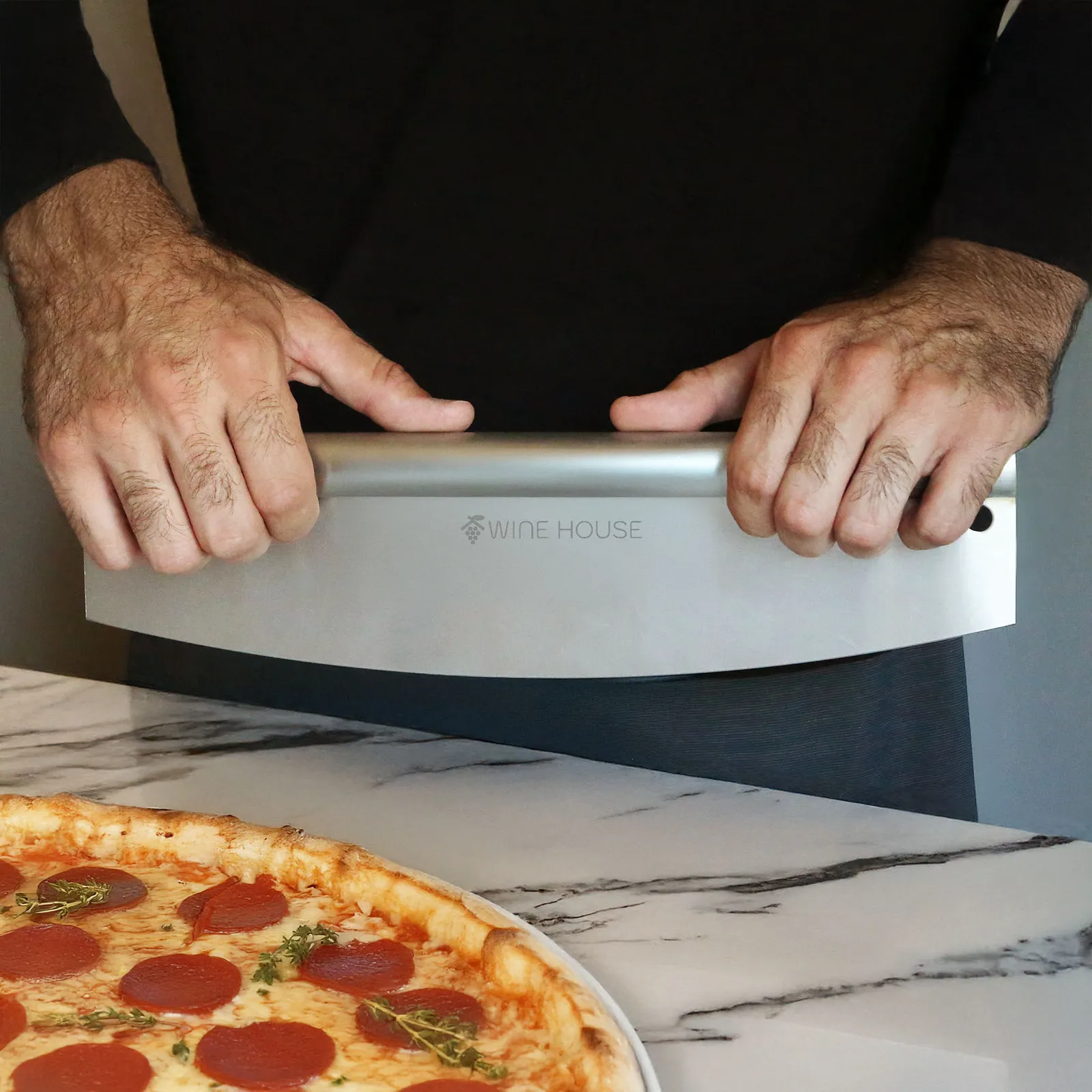 Stainless Steel Rocker Knife with Sheath - 14 in - product view 2