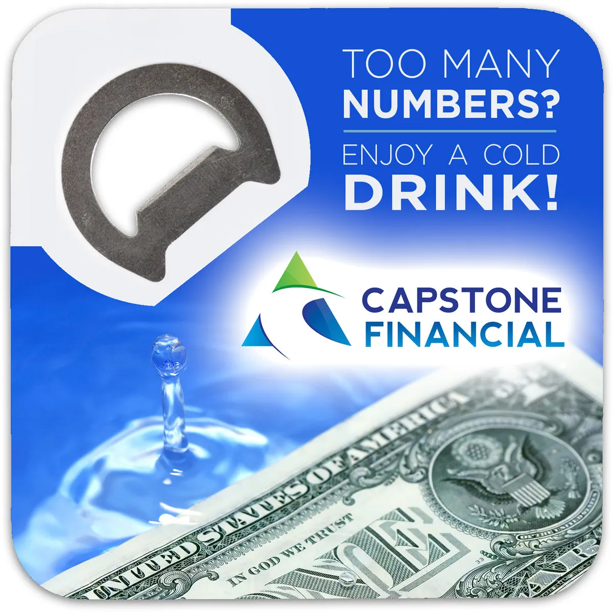 Magnetic Bottle Opener Coaster Three-in-One - 3.25 in - product view 2