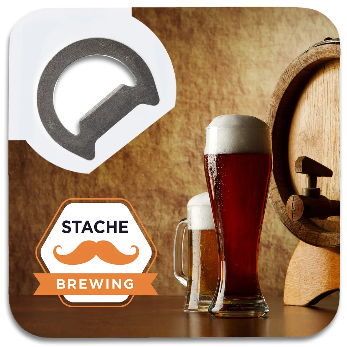 Magnetic Bottle Opener Coaster Three-in-One - 3.25 in - product view 4