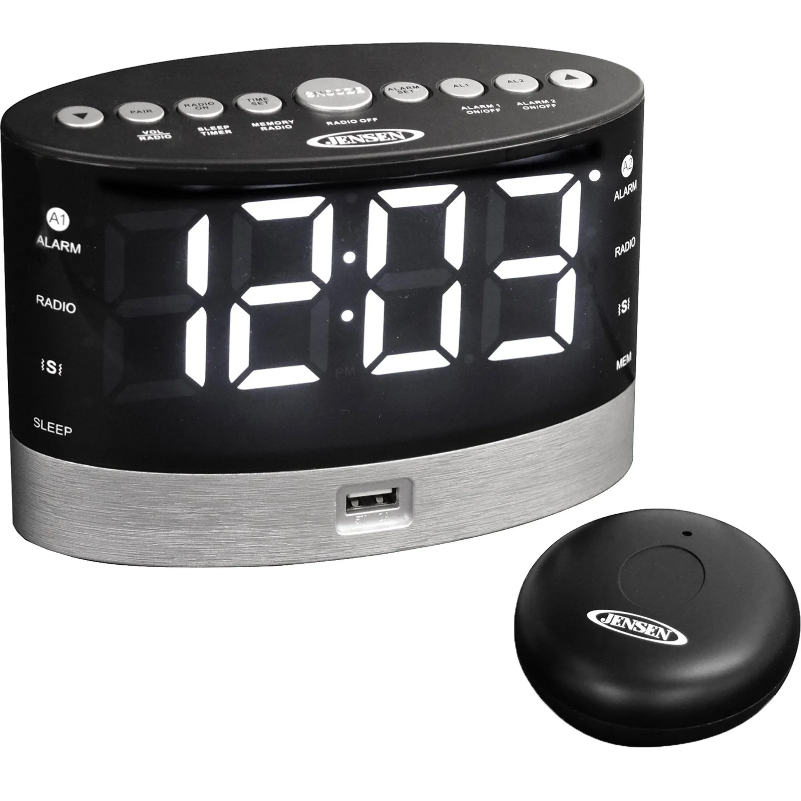 Alarm Clock Radio with Wireless Pillow Vibrator