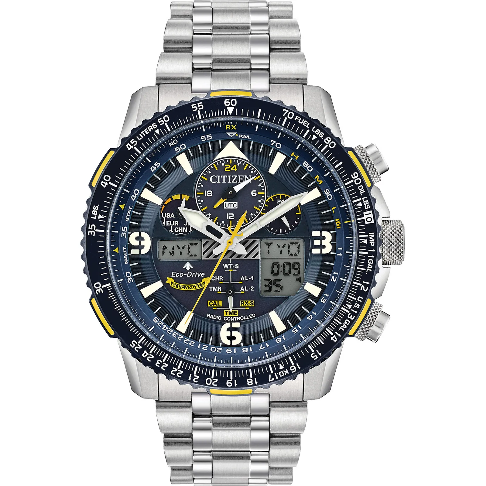 Eco-Drive Watch with Blue Angels Insignia - Stainless Steel