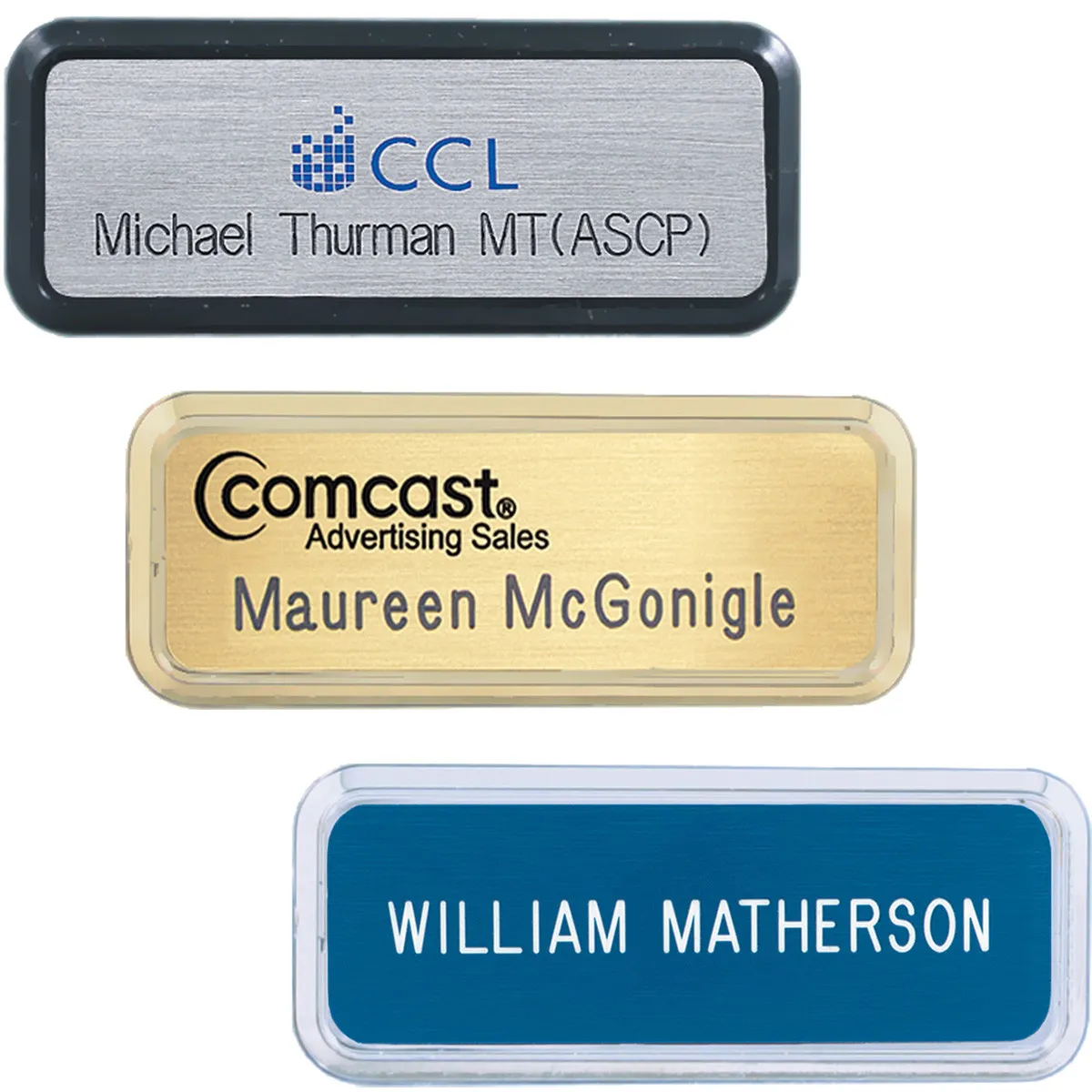 Name Badge Plastic Framed Full Color - 1.3 x 3.3 in