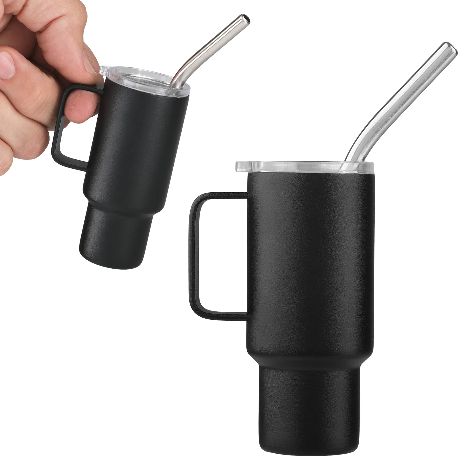 Mini Stainless Steel Tumbler with Straw - 2 oz - blank view 10