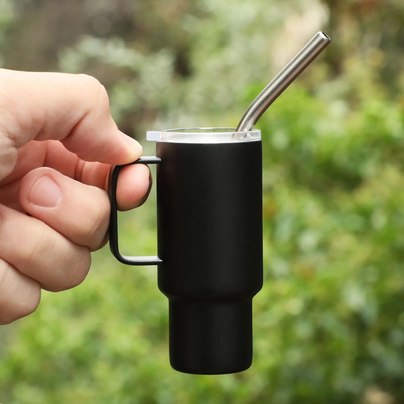 Mini Stainless Steel Tumbler with Straw - 2 oz - blank view 12