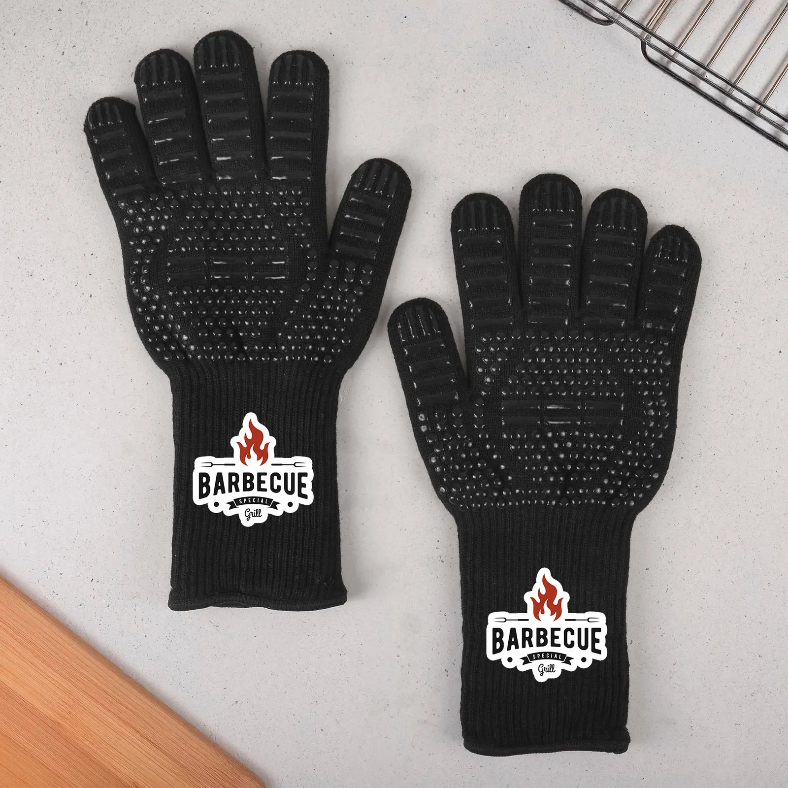 Carbon Fiber Cooking Gloves with Silicone Grip - 6.75 x 13.75 in