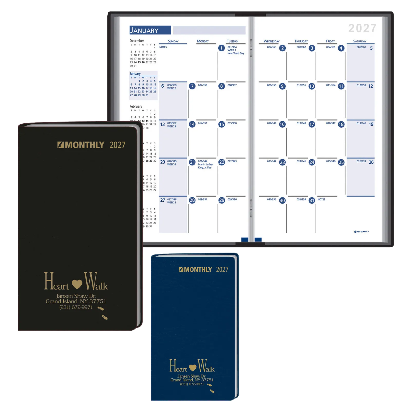 Planner Monthly Format Vinyl Jacket 14 Month - 3.5 x 6 in