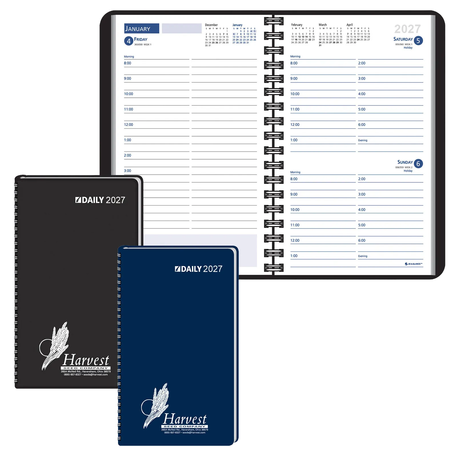 Desk Planner Ruled Daily Leatherette Wired - 5.75 x 8.3 in