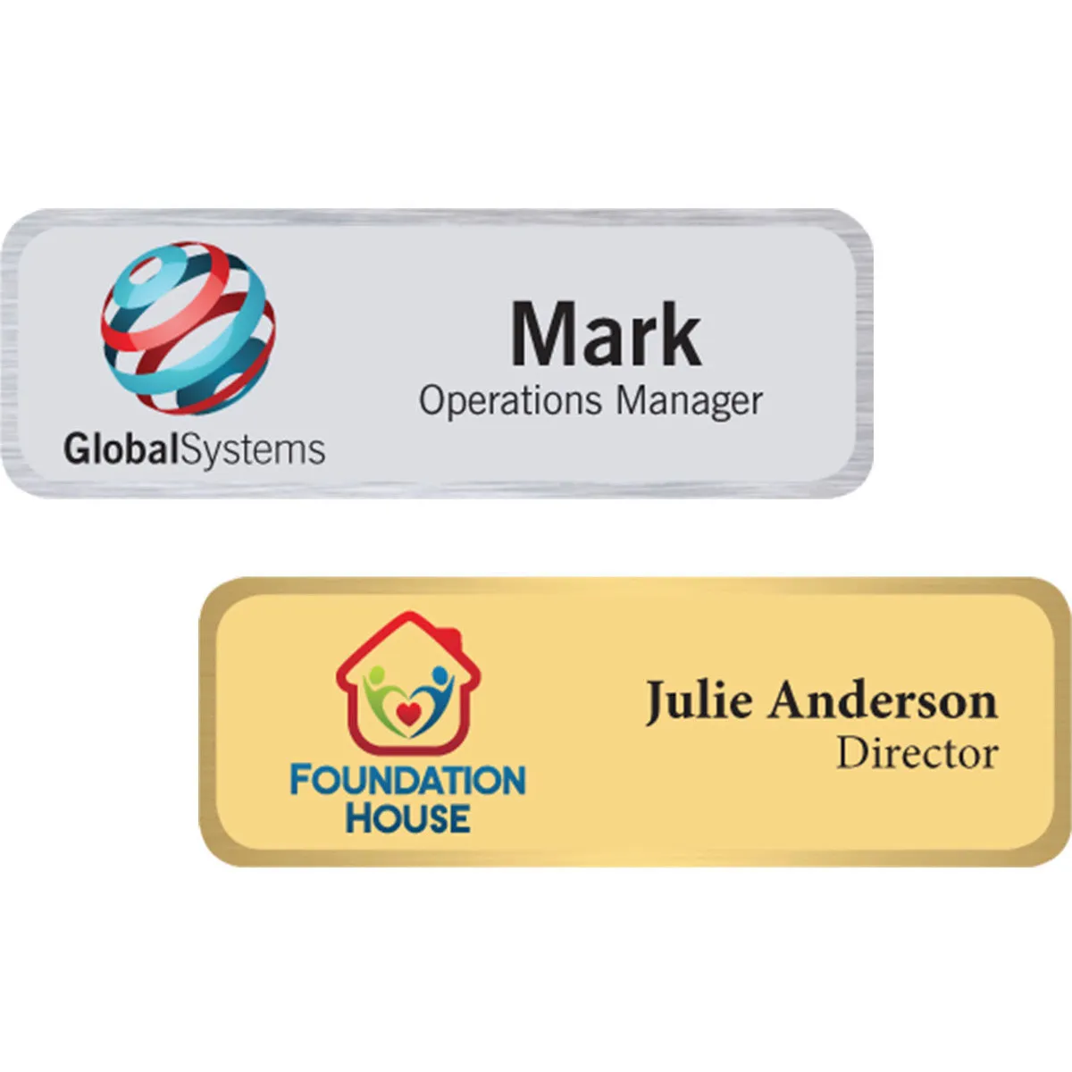 Seattle Metal Name Badge Frosted Aluminum - 1 x 3 in