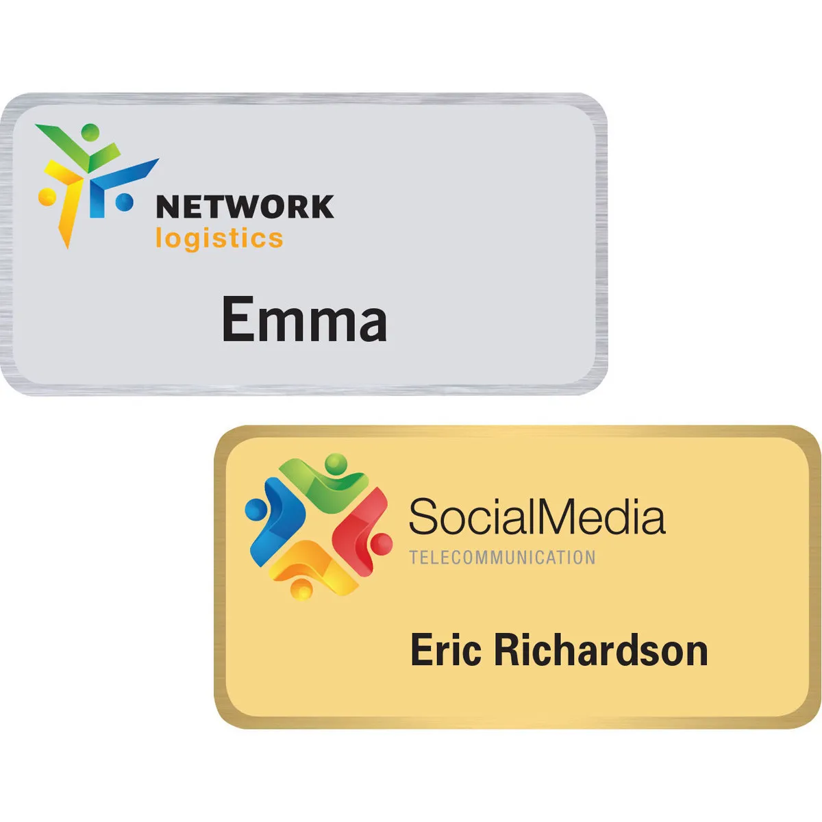 Seattle Metal Name Badge Frosted Aluminum - 1.5 x 3 in