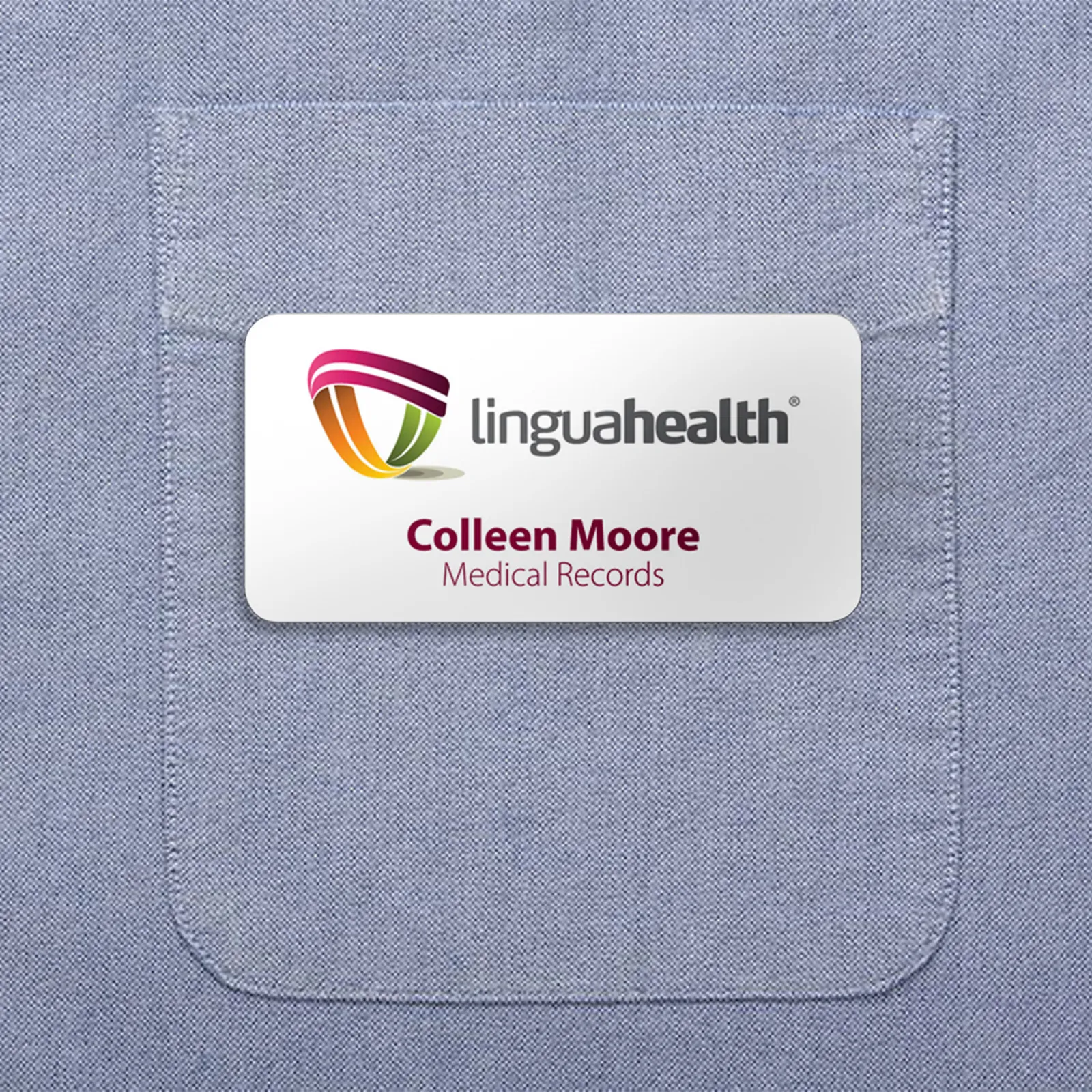 Name Badge Plastic Full Color Rounded Corners - 1.5 x 3 in