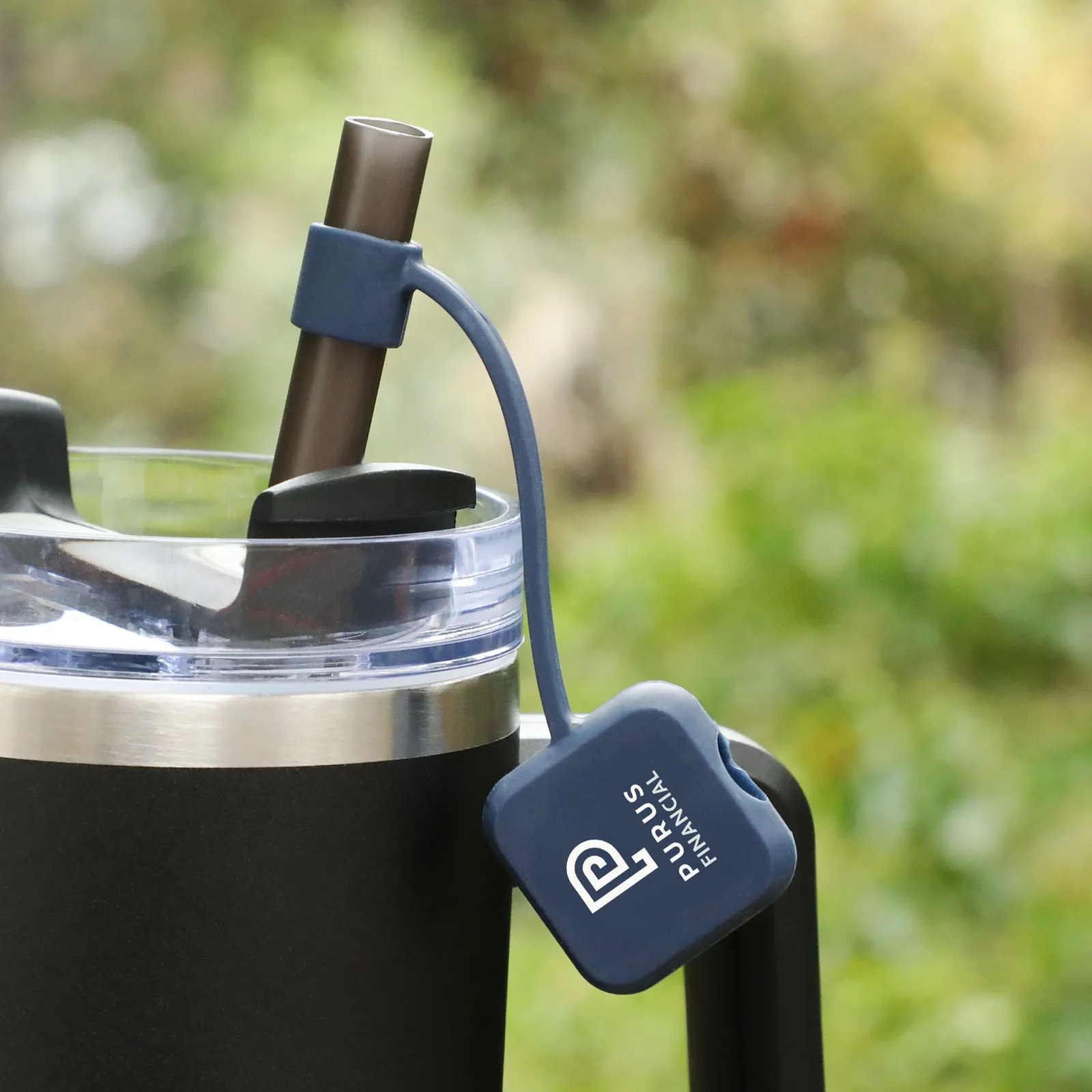 Silicone Straw Topper Square Design - 1.16 x 1.16 in - product view 2