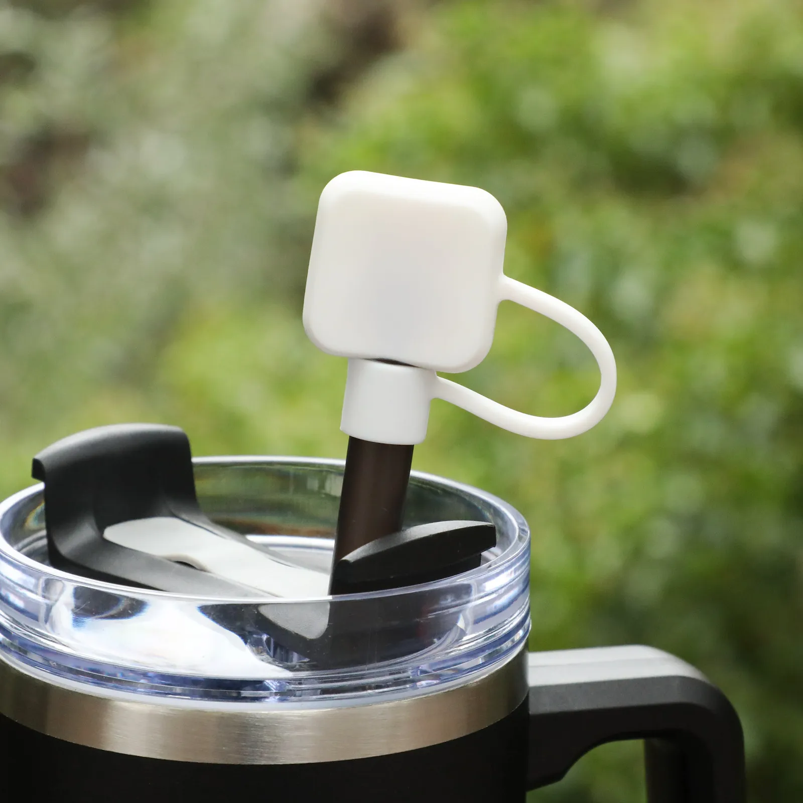 Silicone Straw Topper Square Design - 1.16 x 1.16 in - blank view 12