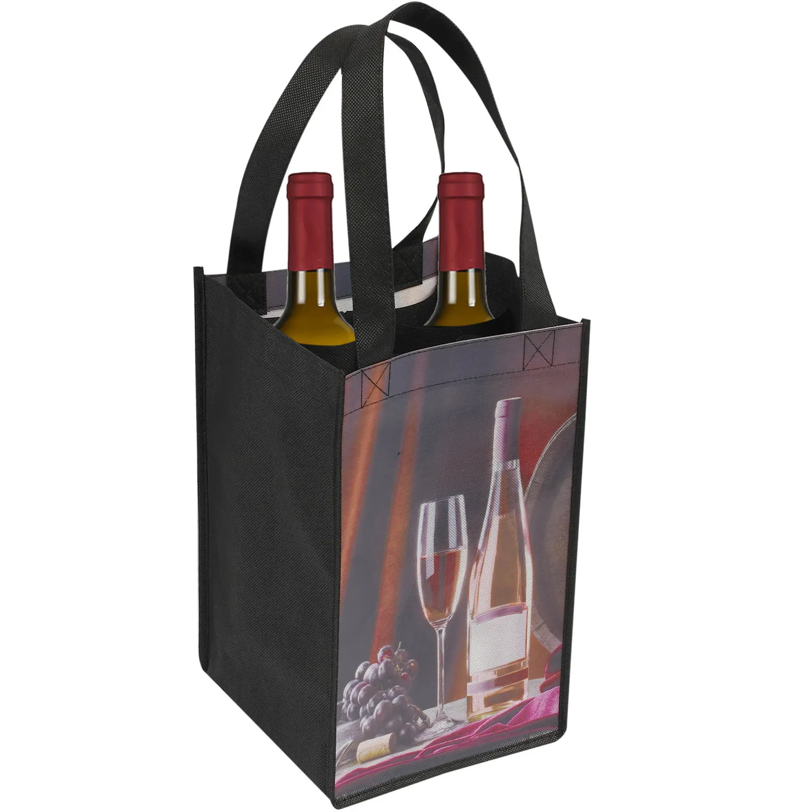 Custom Tote Bag Wine 4-Bottle Laminated - 7 x 12 x 7 in