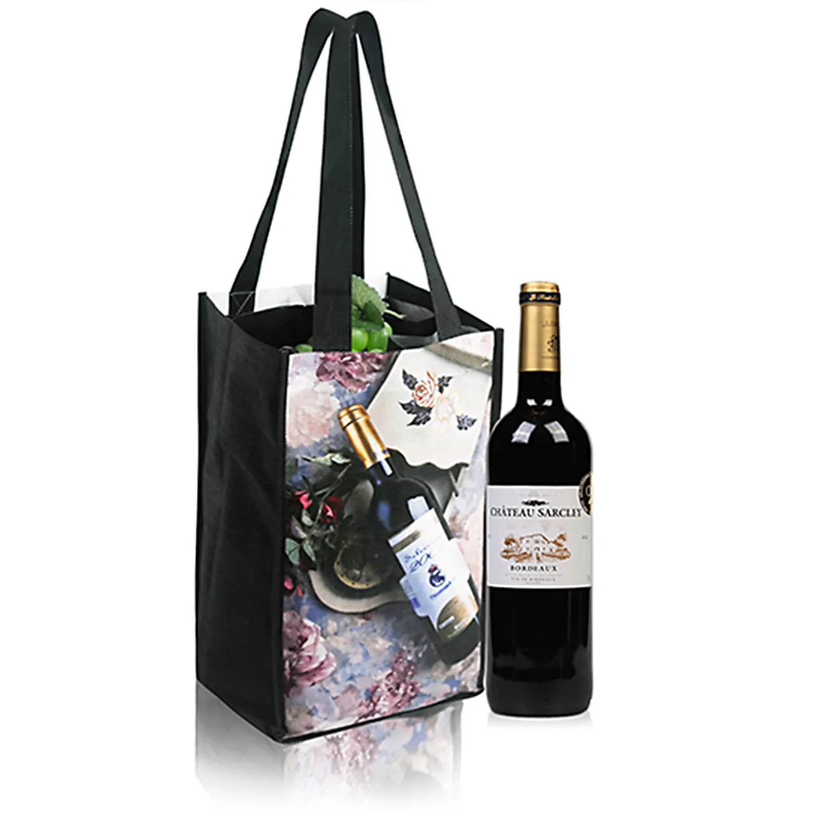 Custom Tote Bag Wine 4-Bottle PET - 7 x 12 x 7 in