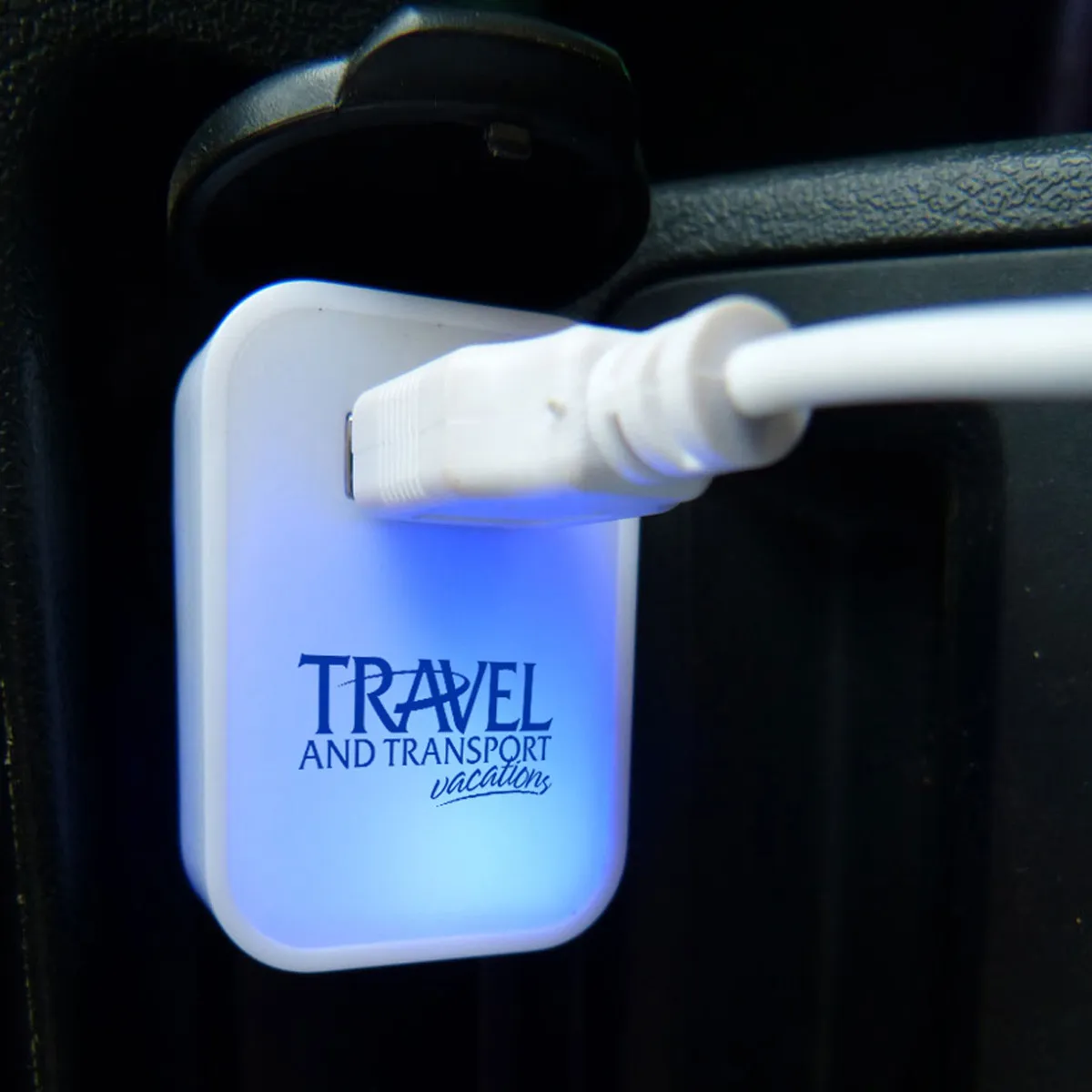 USB Car Charger with LED Light - 1-1/4 x 1-7/8 x 2-3/8 in