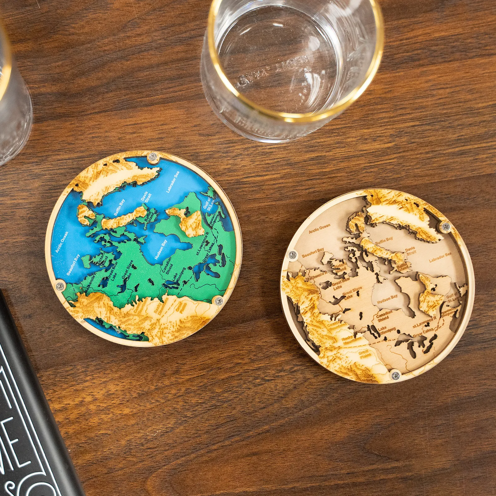 Layered Wood Coaster Birch with Clear Acrylic Top - 3 1/2 in - product view 2