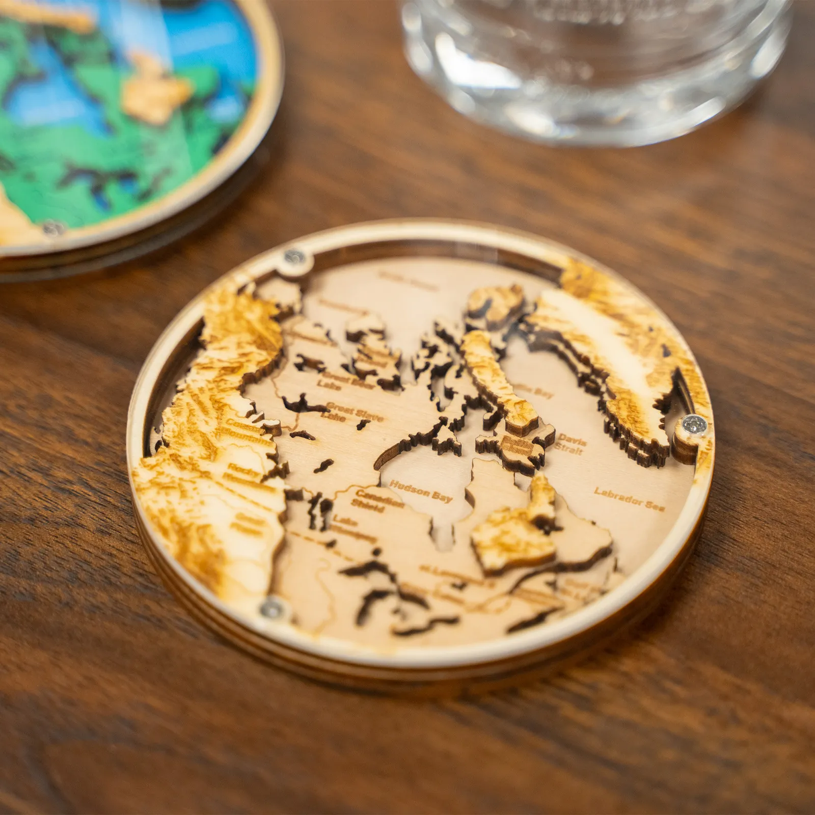 Layered Wood Coaster Birch with Clear Acrylic Top - 3 1/2 in - product view 3