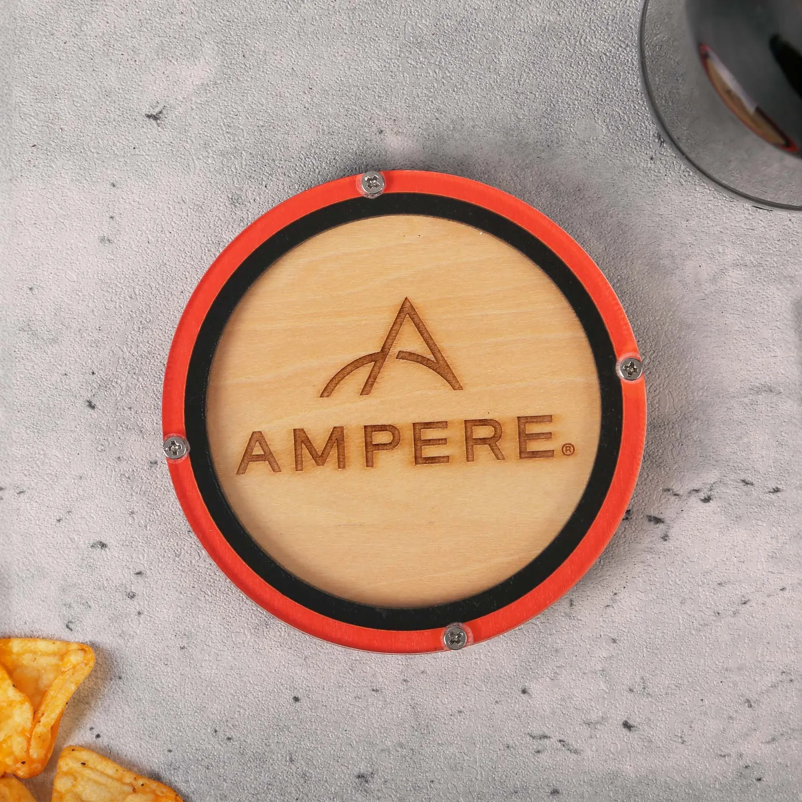 Layered Wood Coaster Birch with Clear Acrylic Top - 3 1/2 in - product view 4