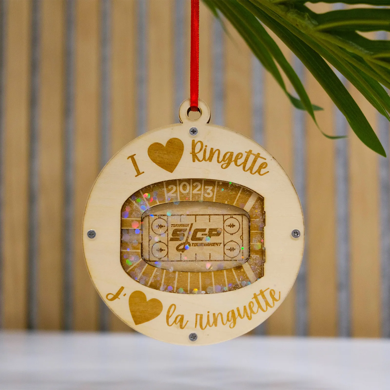 Ornament Layered Wood Multi-Layer Glitter - 3 in - product view 3