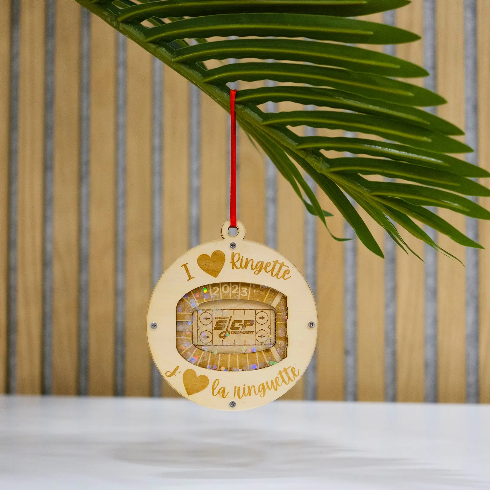 Ornament Layered Wood Multi-Layer Glitter - 3 in - product view 4