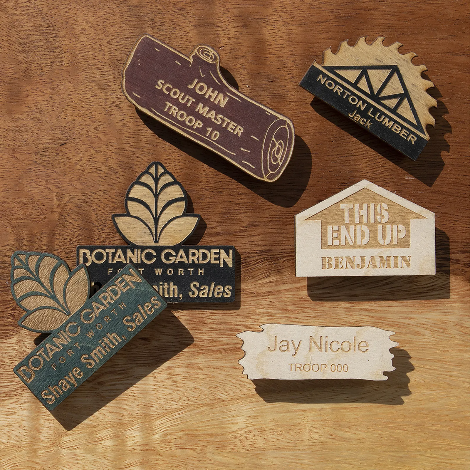 Name Tags Wood Custom Profile Magnetic - 3 x 2 in