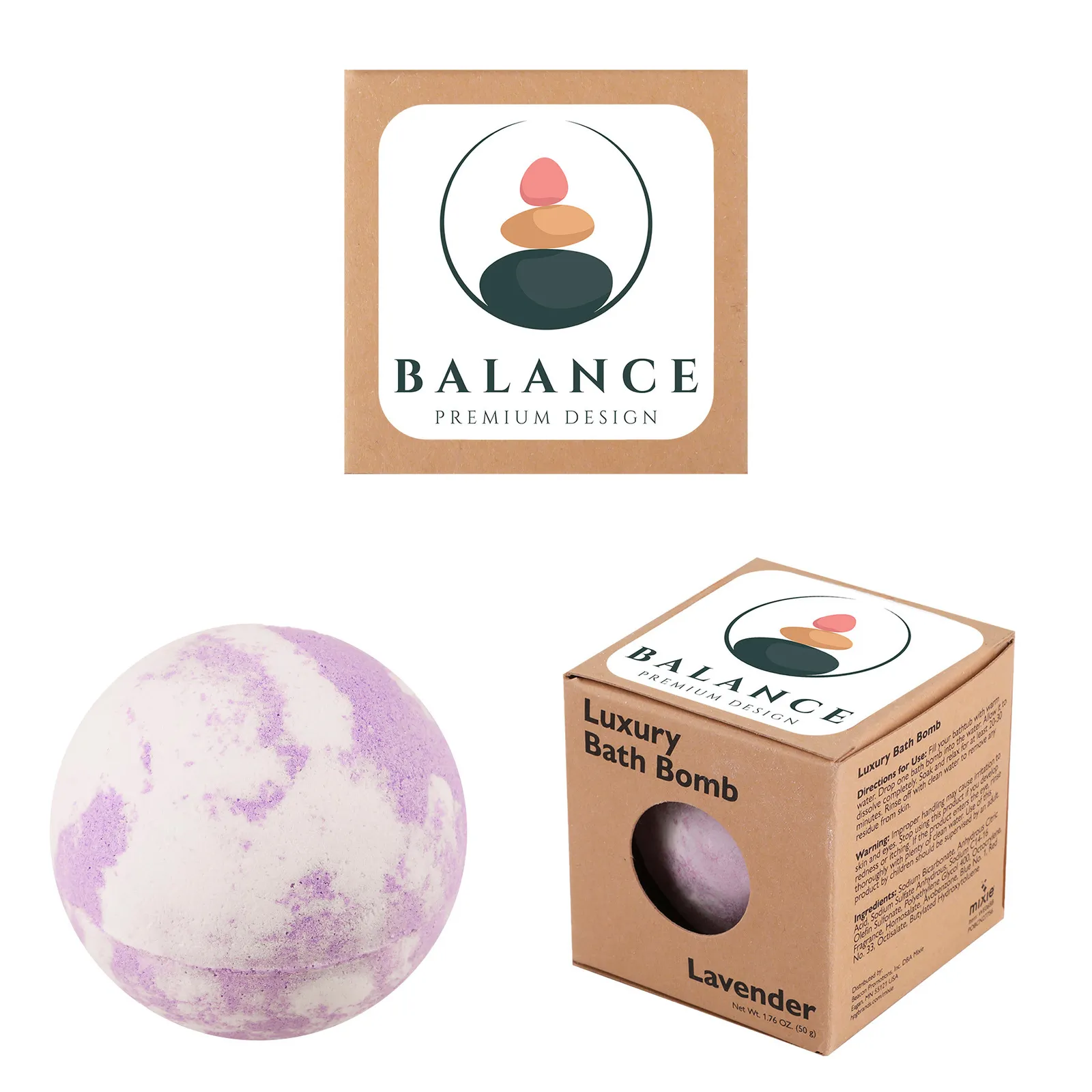 Bath Bomb Scented Kraft Box Three Fragrances - 1.75 in - product view 10