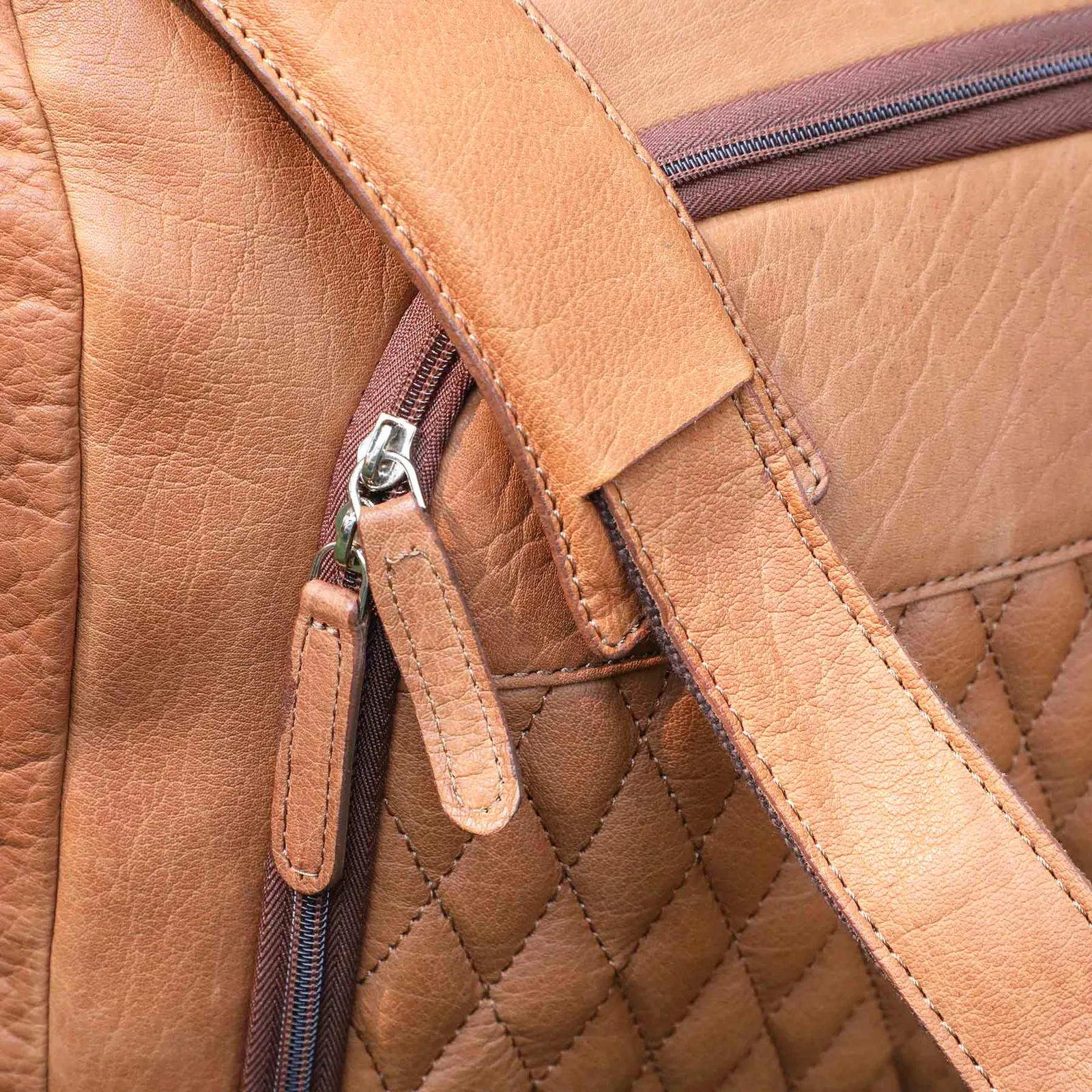 Leather Duffel Bag with Diamond Lining - 19.5 x 12 x 8 in - product view 14