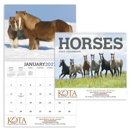 Horses Wall Calendar FSC Certified Gloss Paper - 18.5 x 11 in