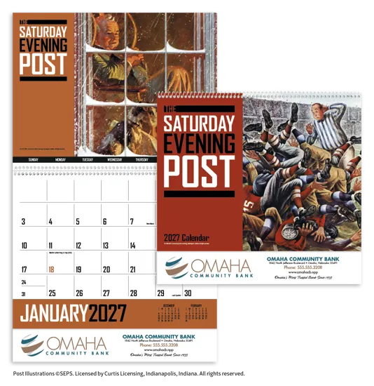 Saturday Evening Post Wall Calendar Magazine Art - 18.5 x 11 in