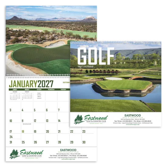 Golf Courses Wall Calendar US Photography FSC Paper - 18.5 x 11 in