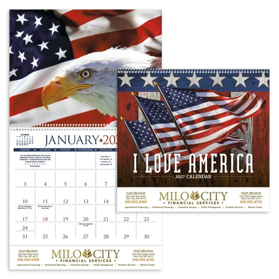 Patriotic America Wall Calendar Presidential Quotes - 18.5 x 11 in