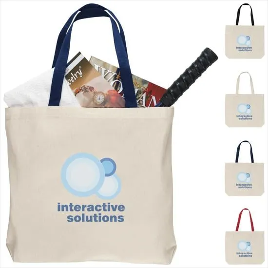 Custom Shoulder Tote Bag Cotton Long Handles - 14.5 x 16.5 x 3 in