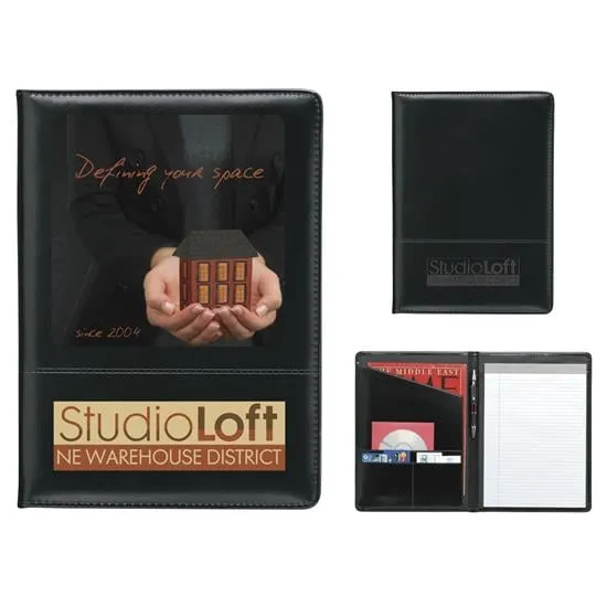 Padfolio Horizontal Stitching PVC Vinyl Pen Loop - 12.9 x 9.5 in