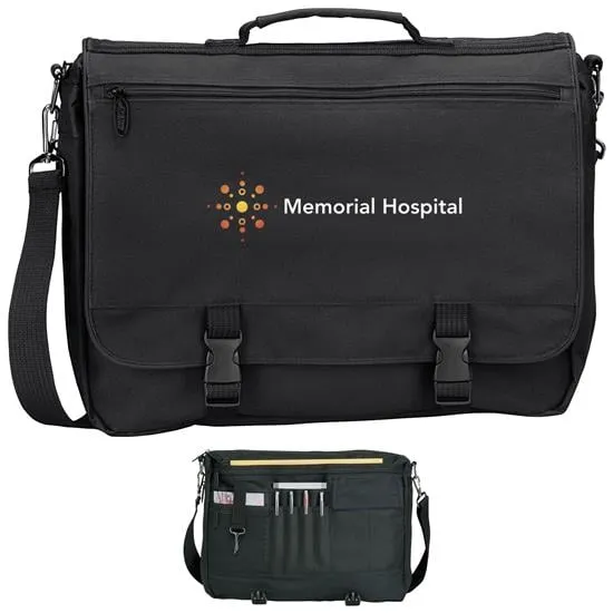 Briefcase Expandable Bottom 600D Polyester - 12.5 x 16.75 x 3.5 in