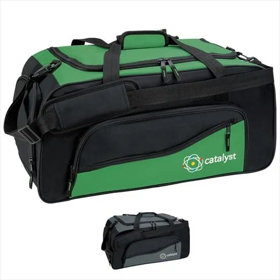 Duffel Bag Four Zip Pockets 600D Polyester - 12 x 24.5 x 11.5 in