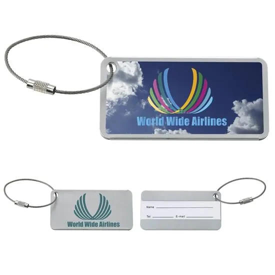 Compact Luggage Tag Aluminum Braided Metal Band - 1.625 x 3.125 x 0.125 in