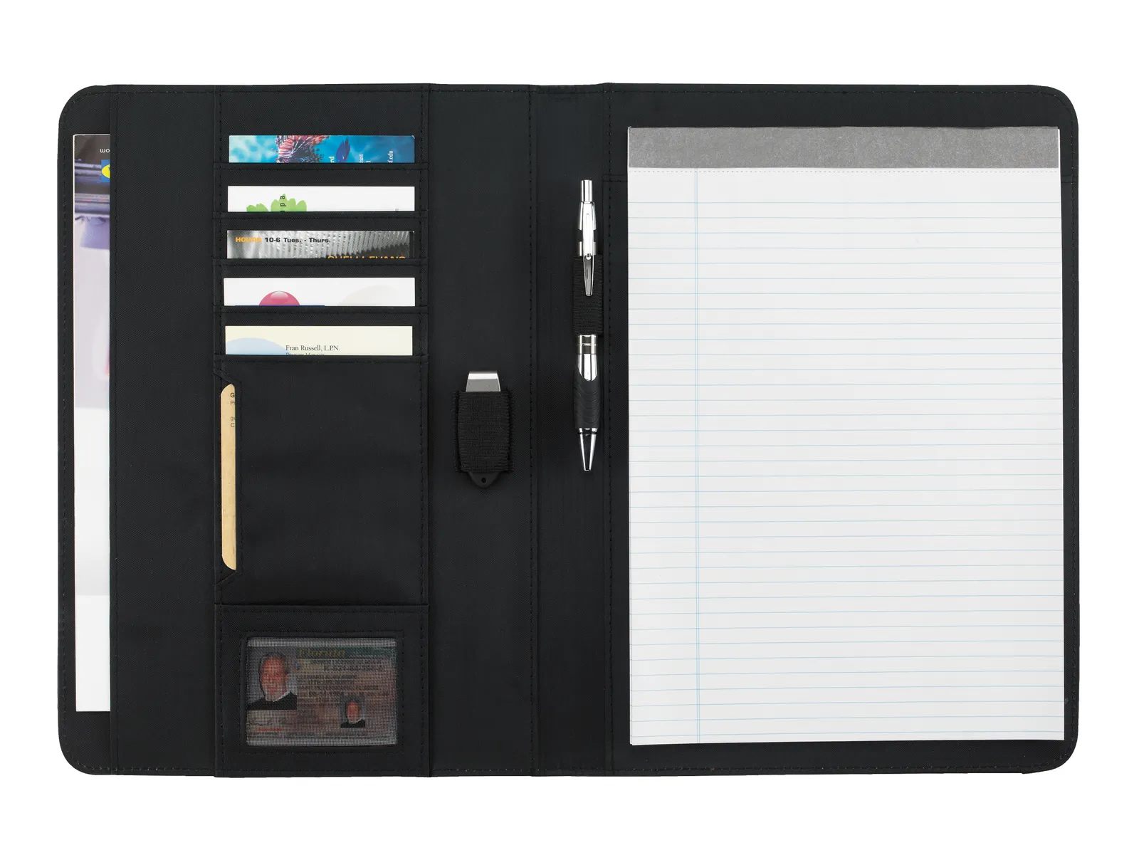 Vintage Style Padfolio PVC Contrast Stitching - 13.125 x 9.625 x 0.625 in - product view 3