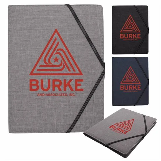 Two-Tone Padfolio USB Holder Business Card Slots - 12.6 x 9.5 in