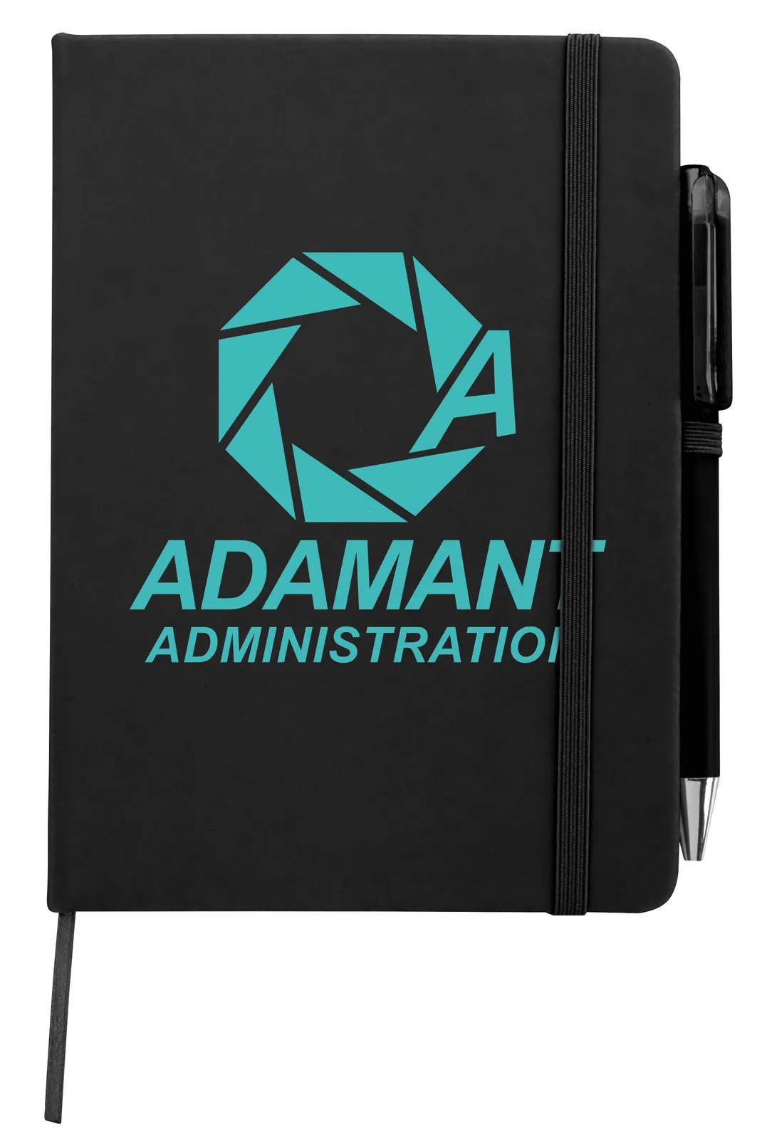 Notebook with Pen Leatherette Cover Elastic Band - 7 x 5 in - product view 2