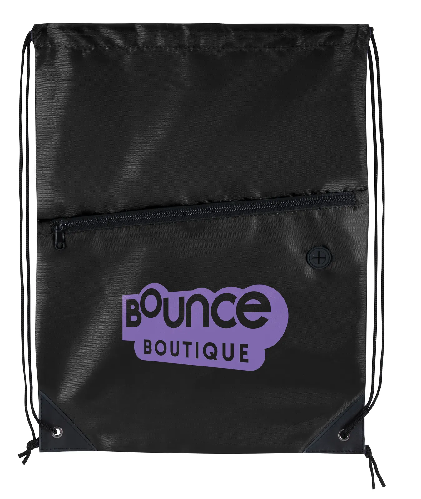 Drawstring Backpack Front Zip Pocket Headphone Port - 17.5 x 13.25 in - product view 6