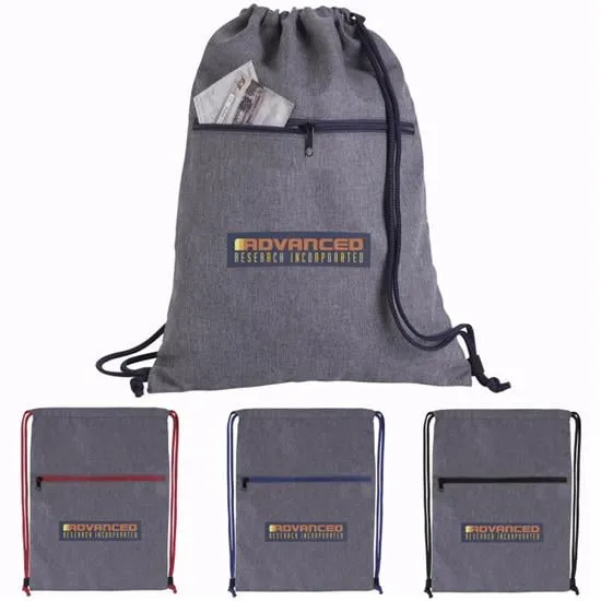 Drawstring Backpack Two-Tone 300D Polyester - 17.5 x 13.375 in