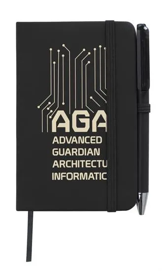 Mini Notebook with Pen Leatherette Cover - 5.5 x 3.5 in