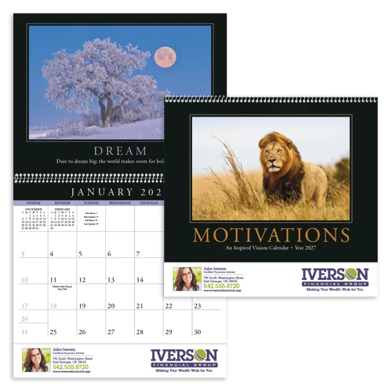 Motivational Wall Calendar FSC Paper UV Coated - 18.5 x 11 in